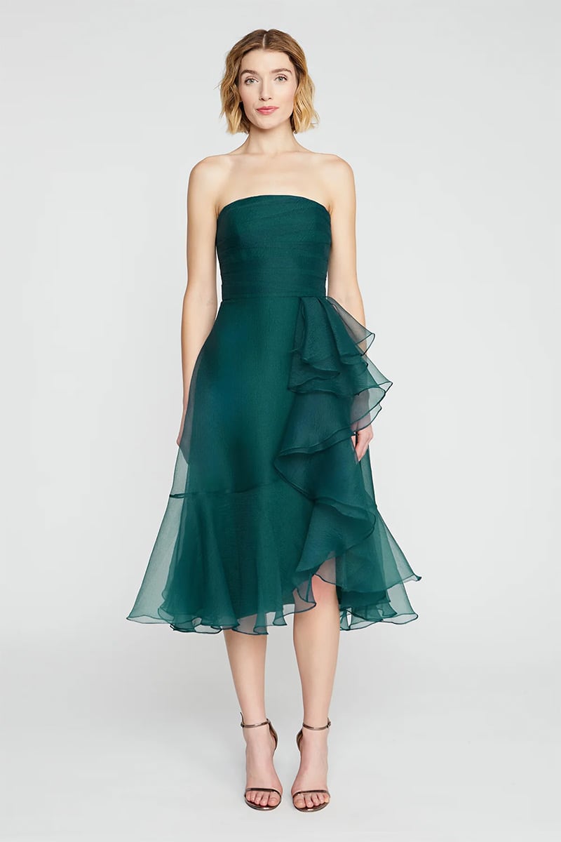 Lavish Elegance Strapless Midi Dress | Jewelclues #color_green