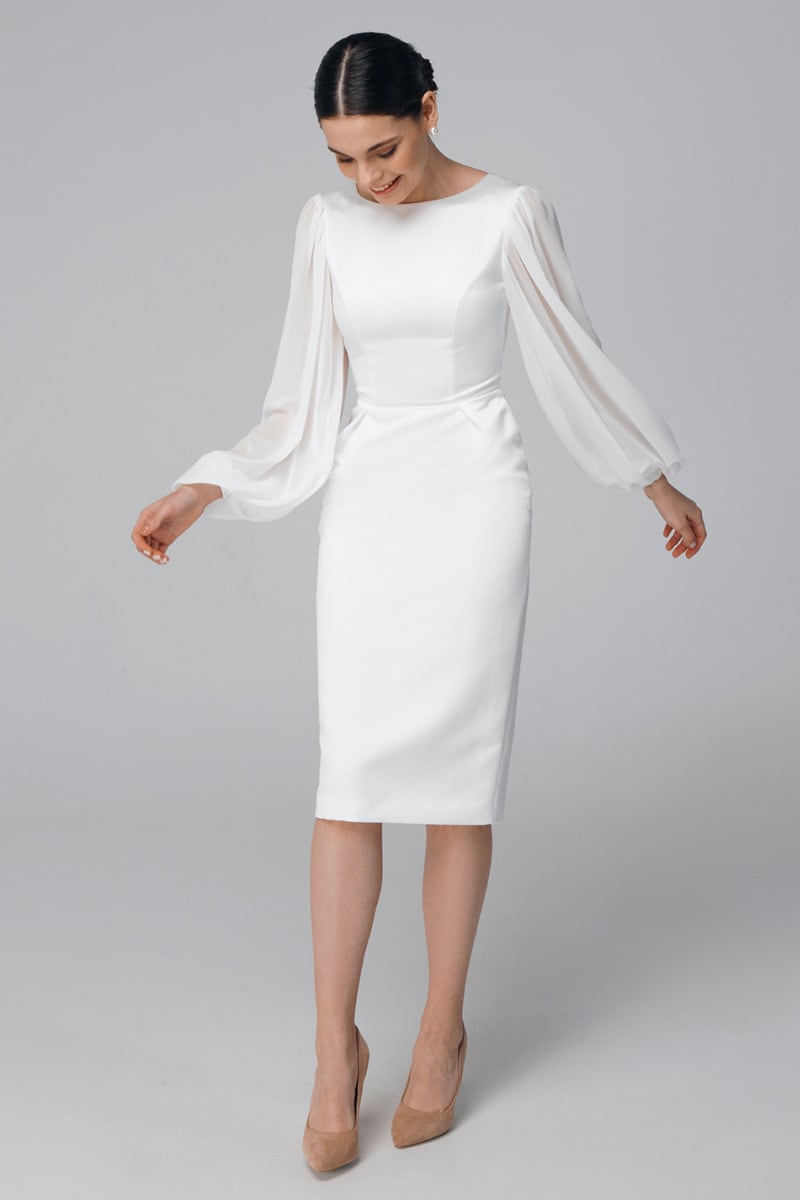 Lillia Long Sleeve Midi Dress | Jewelclues #color_white