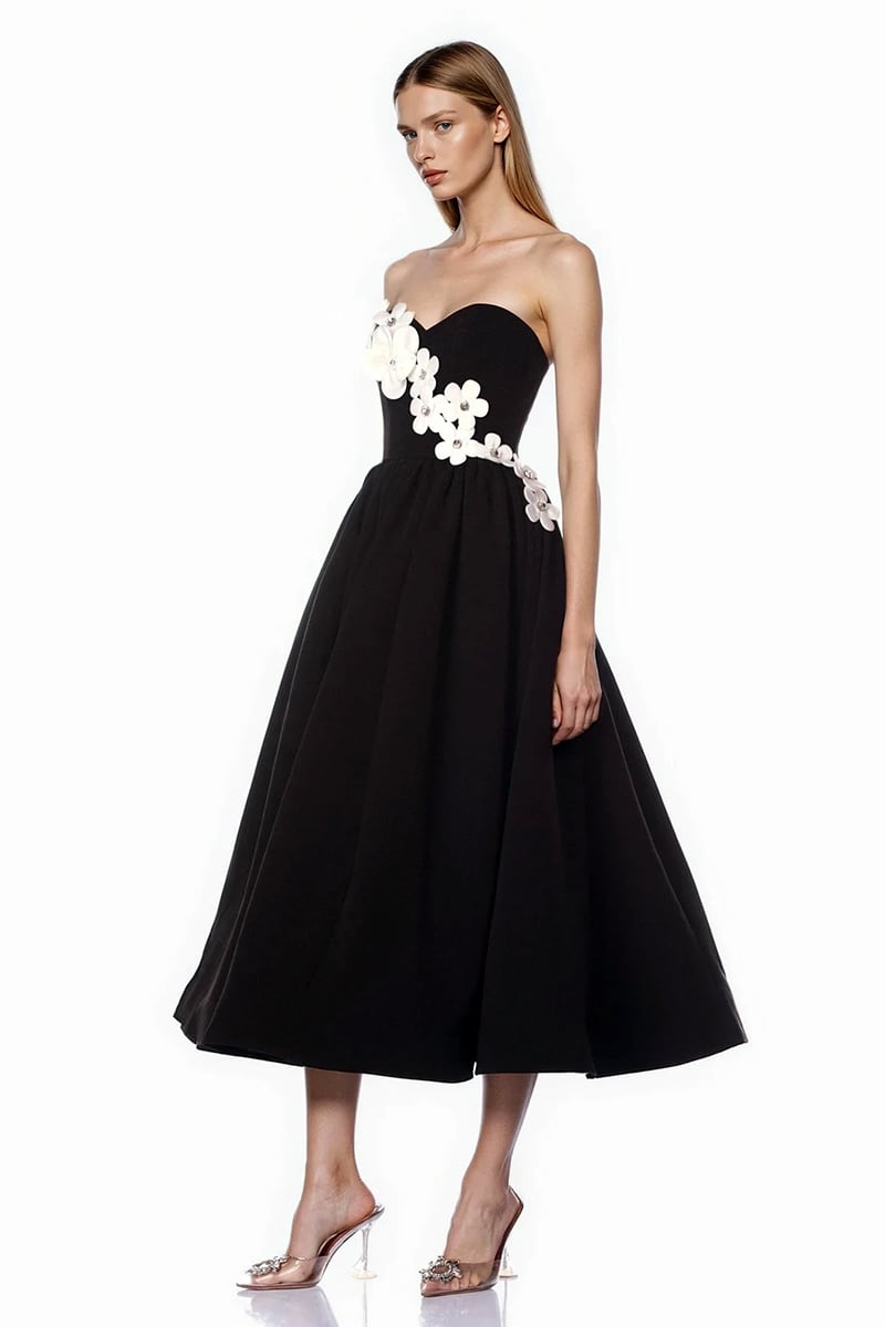 Liora Floral Appliqué Midi Dress | Jewelclues