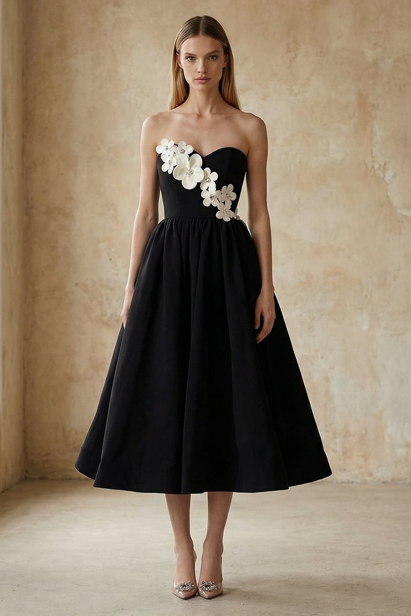 Liora Floral Appliqué Midi Dress | JewelClues