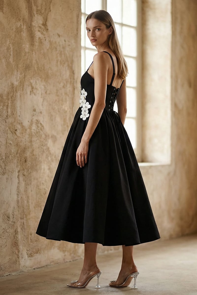 Liora Floral Appliqué Midi Dress | JewelClues