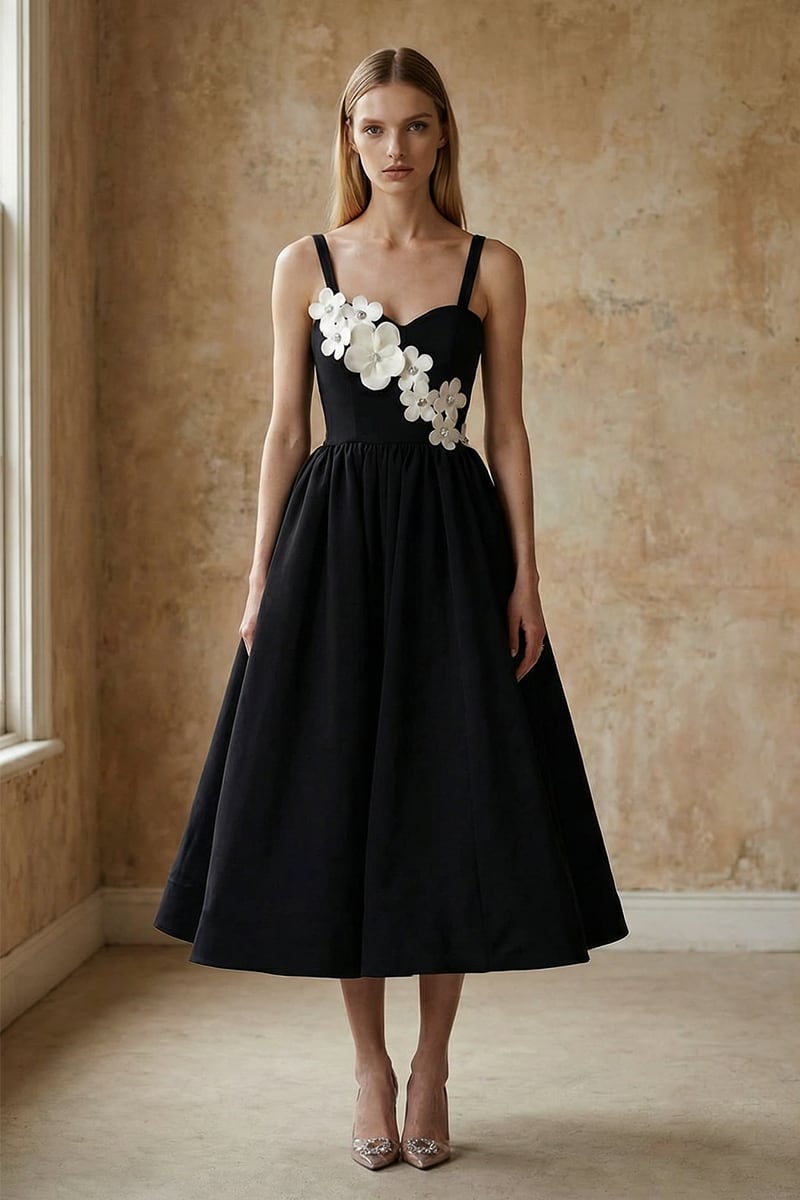 Liora Floral Appliqué Midi Dress | JewelClues