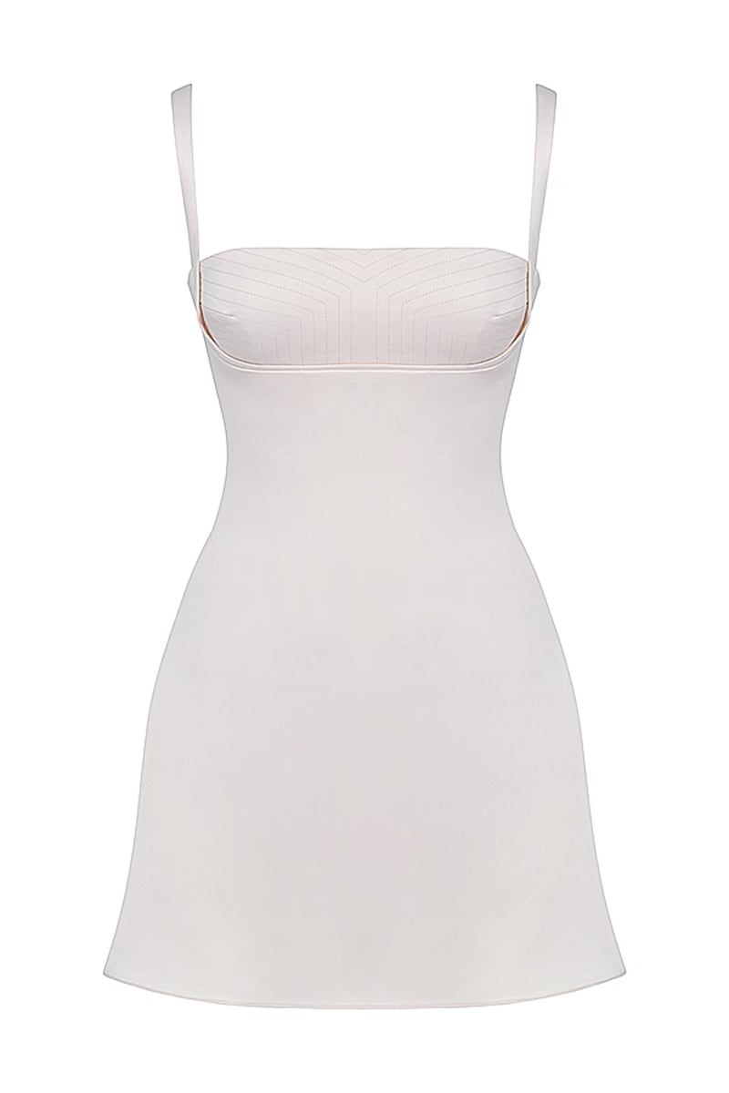 Lottie Satin Mini Dress | Jewelclues #color_white