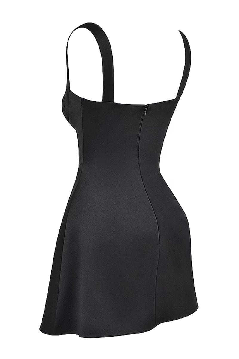 Lottie Satin Mini Dress | Jewelclues #color_black