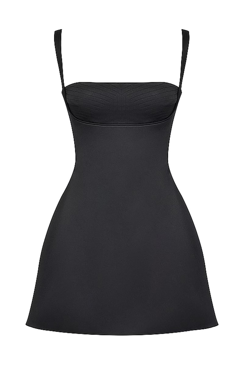 Lottie Satin Mini Dress | Jewelclues #color_black