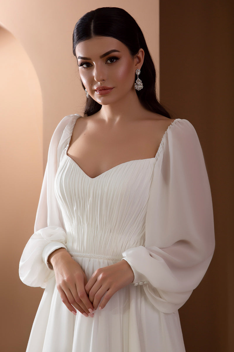 Louise A-Line Chiffon Wedding Dress | Jewelclues
