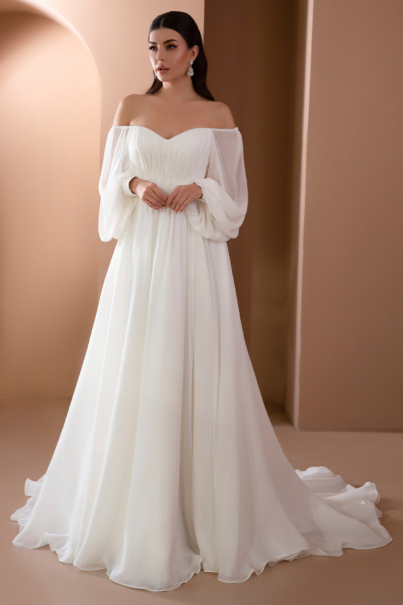 Louise A-Line Chiffon Wedding Dress | Jewelclues