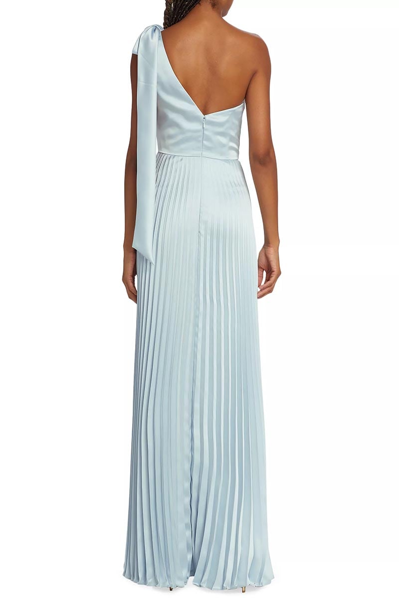 Lovely Evenings One-Shoulder Pleated Maxi Dress | Jewelclues #color_light blue