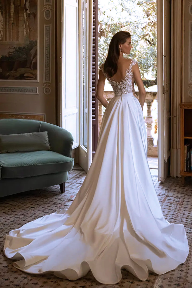 Lovestruck Satin Wedding Dress | Jewelclues | #color_white