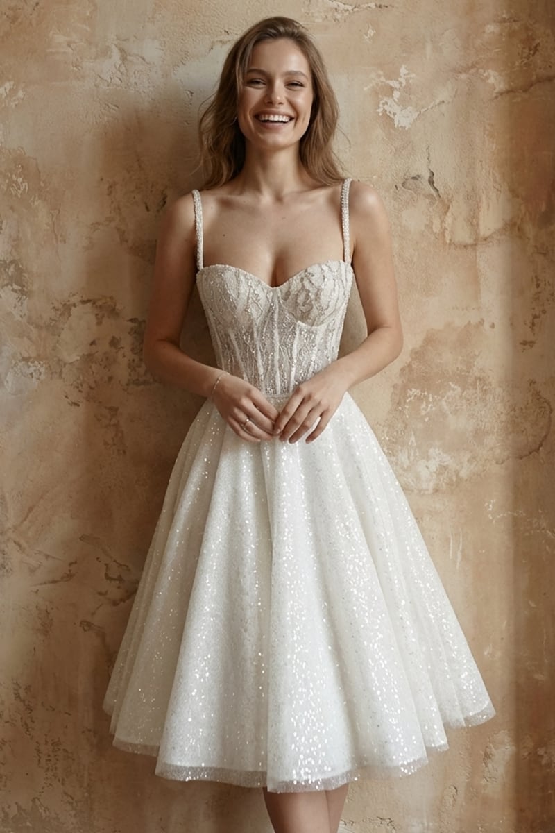 Lucienne Sparkly Knee-Length Dress | Jewelclues