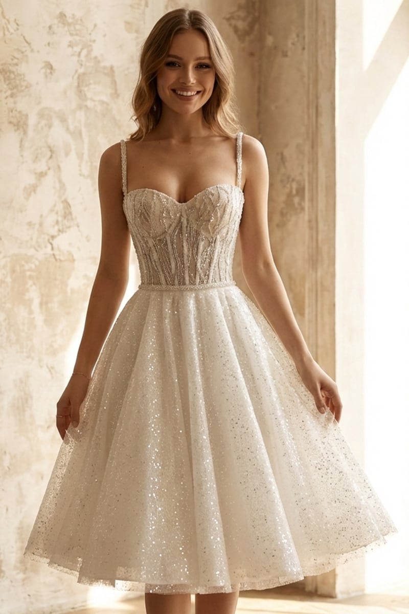 Lucienne Sparkly Knee-Length Dress | Jewelclues