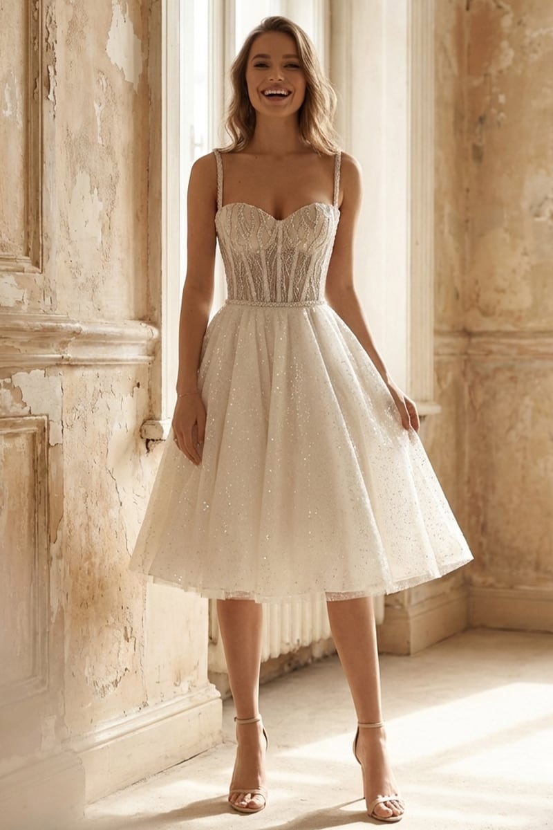 Lucienne Sparkly Knee-Length Dress | Jewelclues