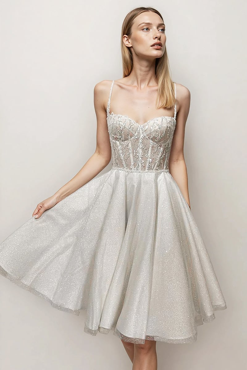 Lucienne Sparkly Knee-Length Dress | Jewelclues