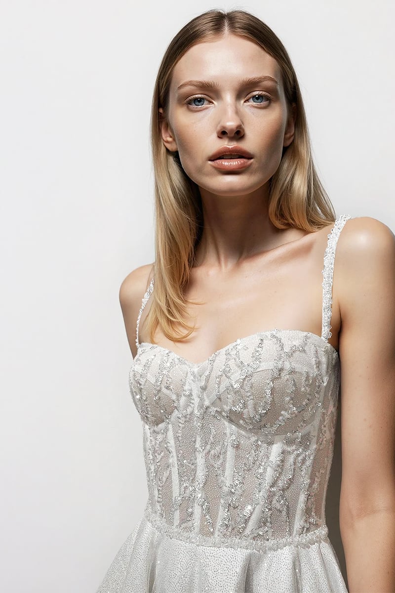 Lucienne Sparkly Knee-Length Dress | Jewelclues