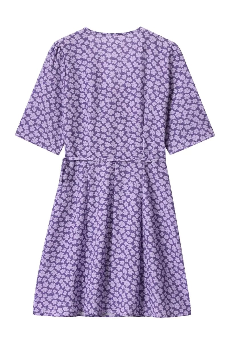 Lucy Daisy Flower Print Wrap Mini Dress | Jewelclues