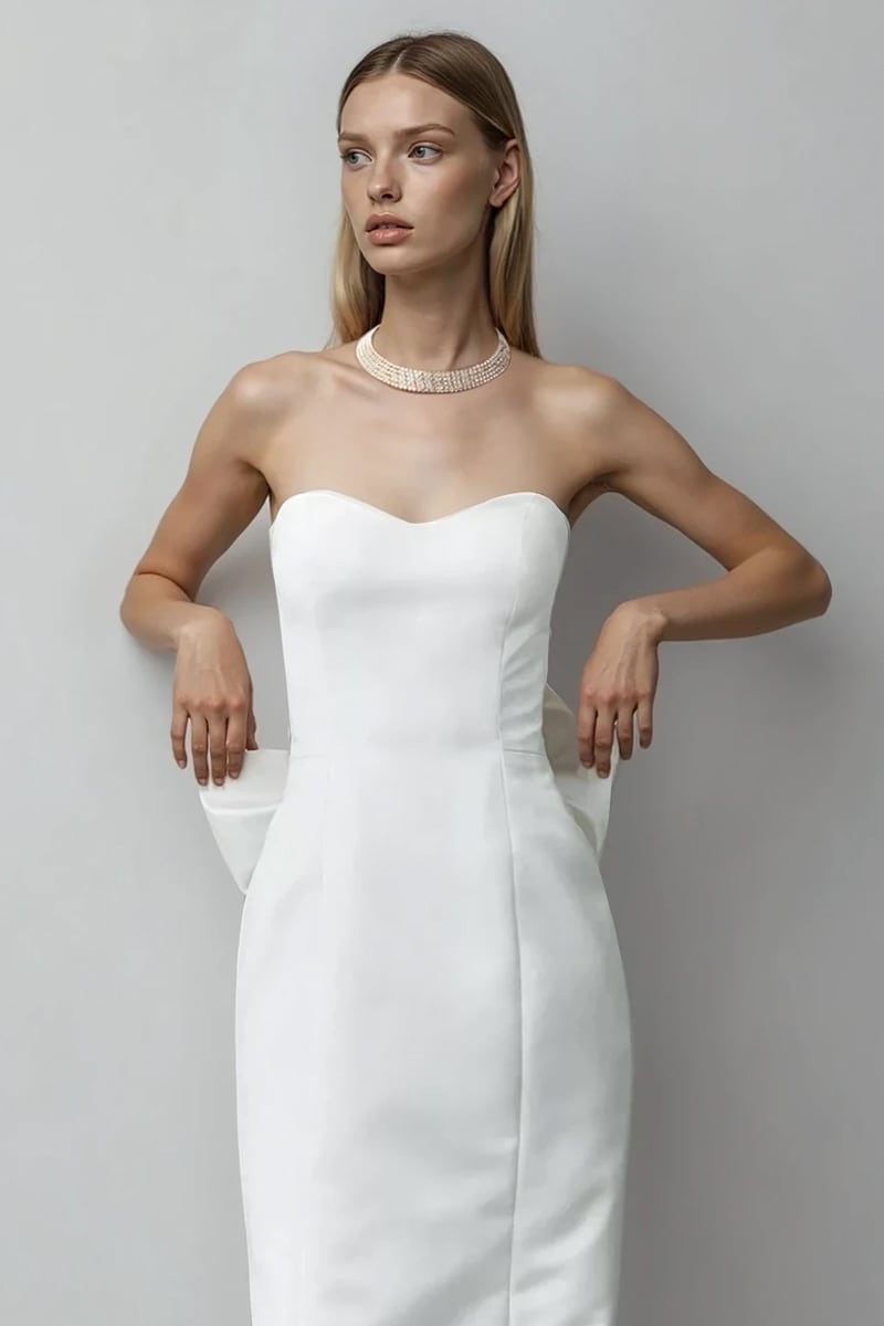 Lumiere Strapless Sweetheart Satin Wedding Gown | Jewelclues