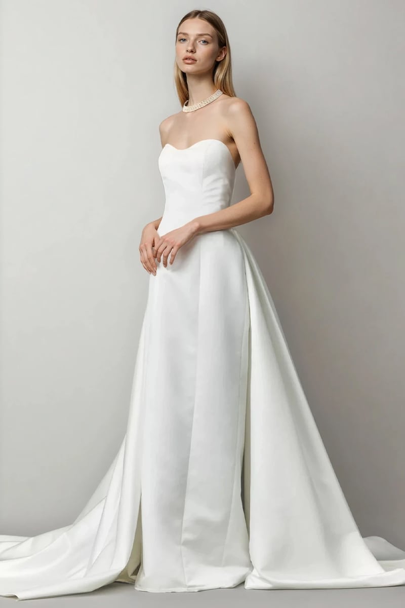 Lumiere Strapless Sweetheart Satin Wedding Gown | Jewelclues