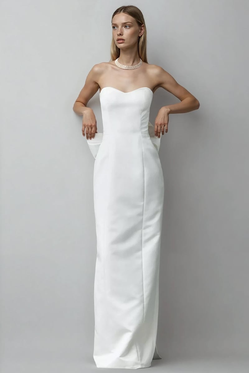 Lumiere Strapless Sweetheart Satin Wedding Gown | Jewelclues