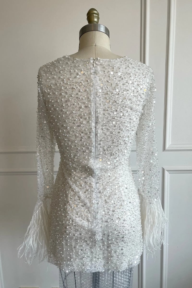 Luna Beaded Long Sleeve Mini Dress | Jewelclues