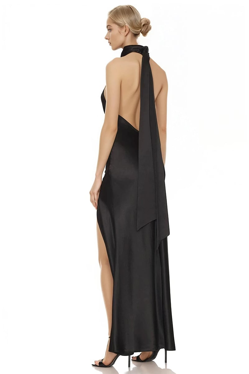 Luna Satin Halterneck Gown | Jewelclues