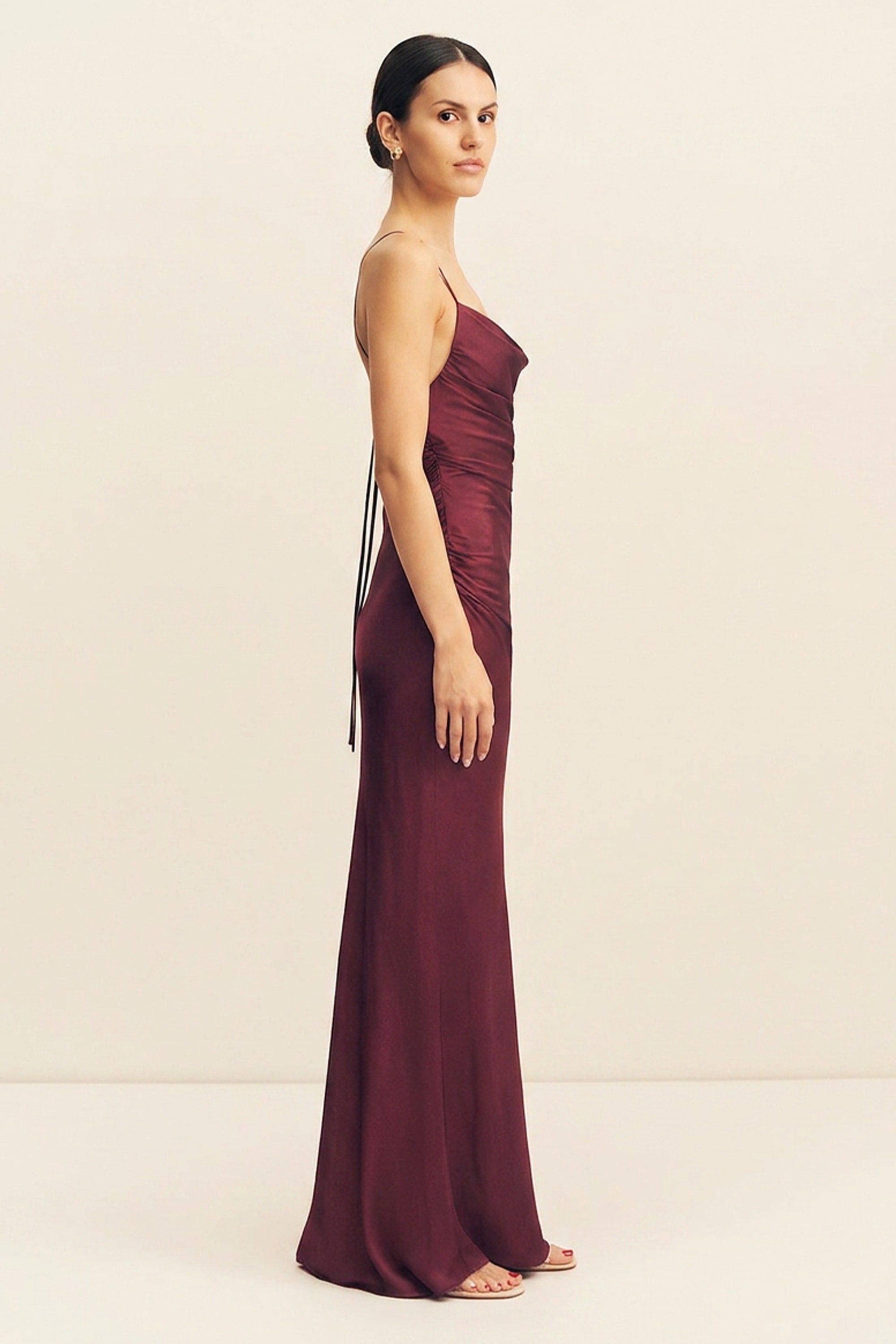 Lusilla Lace-Up Satin Maxi Dress | JewelClues