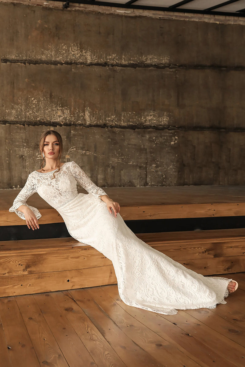 Magical Eternity Lace Mermaid Wedding Dress | Jewelclues | #color_ivory