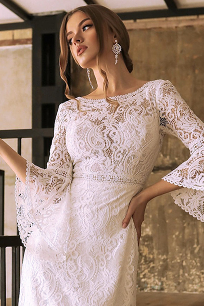 Magical Eternity Lace Mermaid Wedding Dress | Jewelclues | #color_white