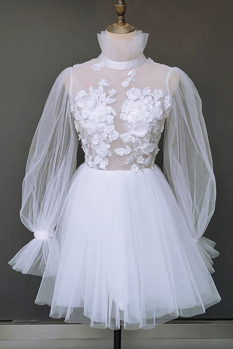 Magically Charming Long Sleeve Mini Dress | Jewelclues | #color_white