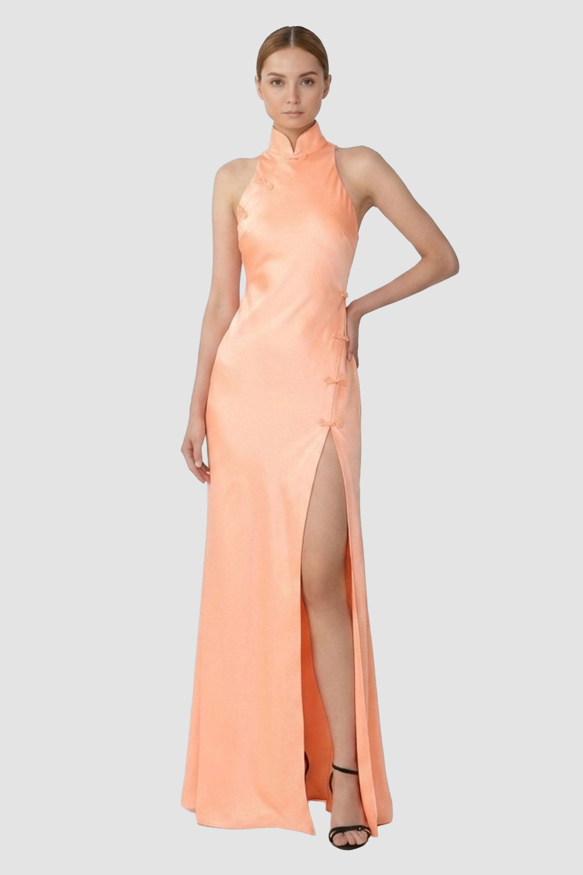 Mei Satin Maxi Dress | JewelClues #color_peach