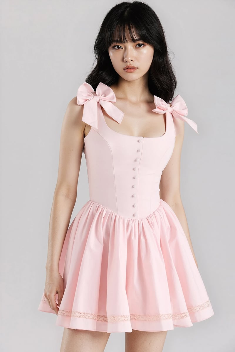 Mia Pink Tie-Strap Mini Dress | Jewelclues