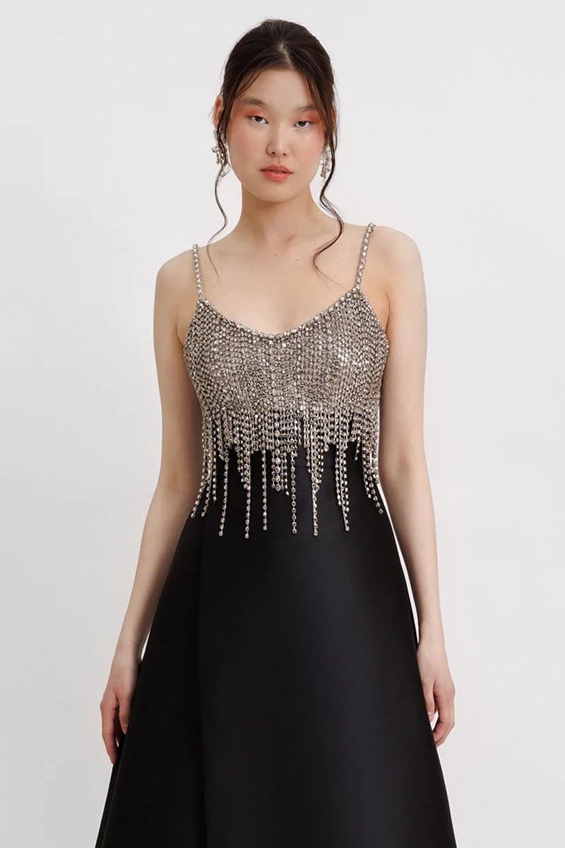 Moonlight Crystal Beaded Maxi Dress | Jewelclues