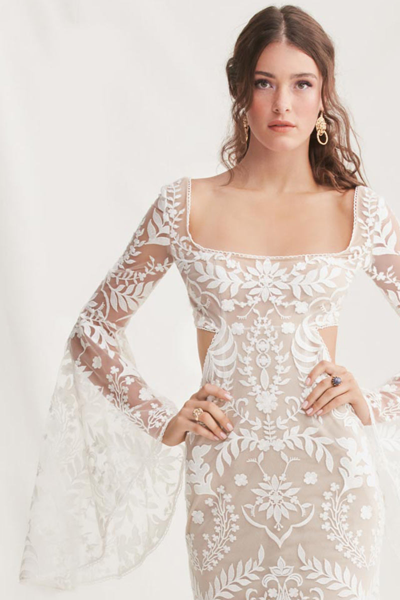 Natalie Illusion Tulle Wedding Dress | Jewelclues #color_ivory