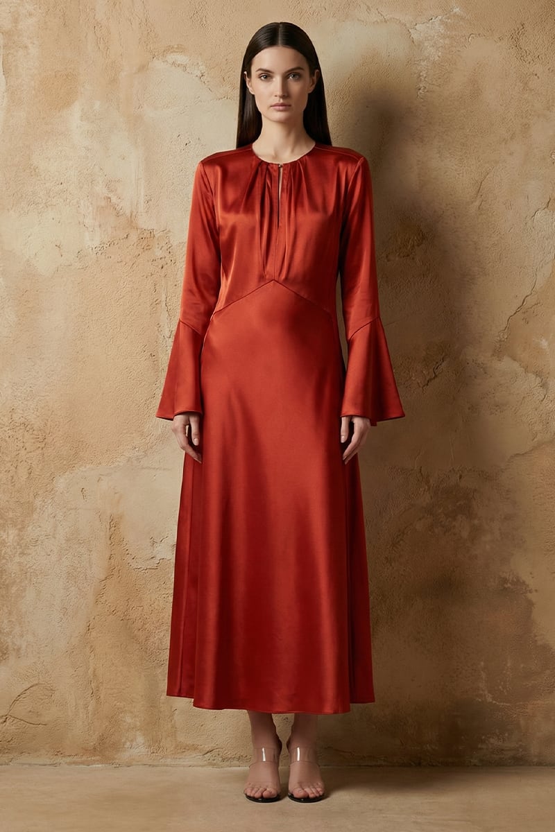 Nellie Satin Midi Dress | JewelClues