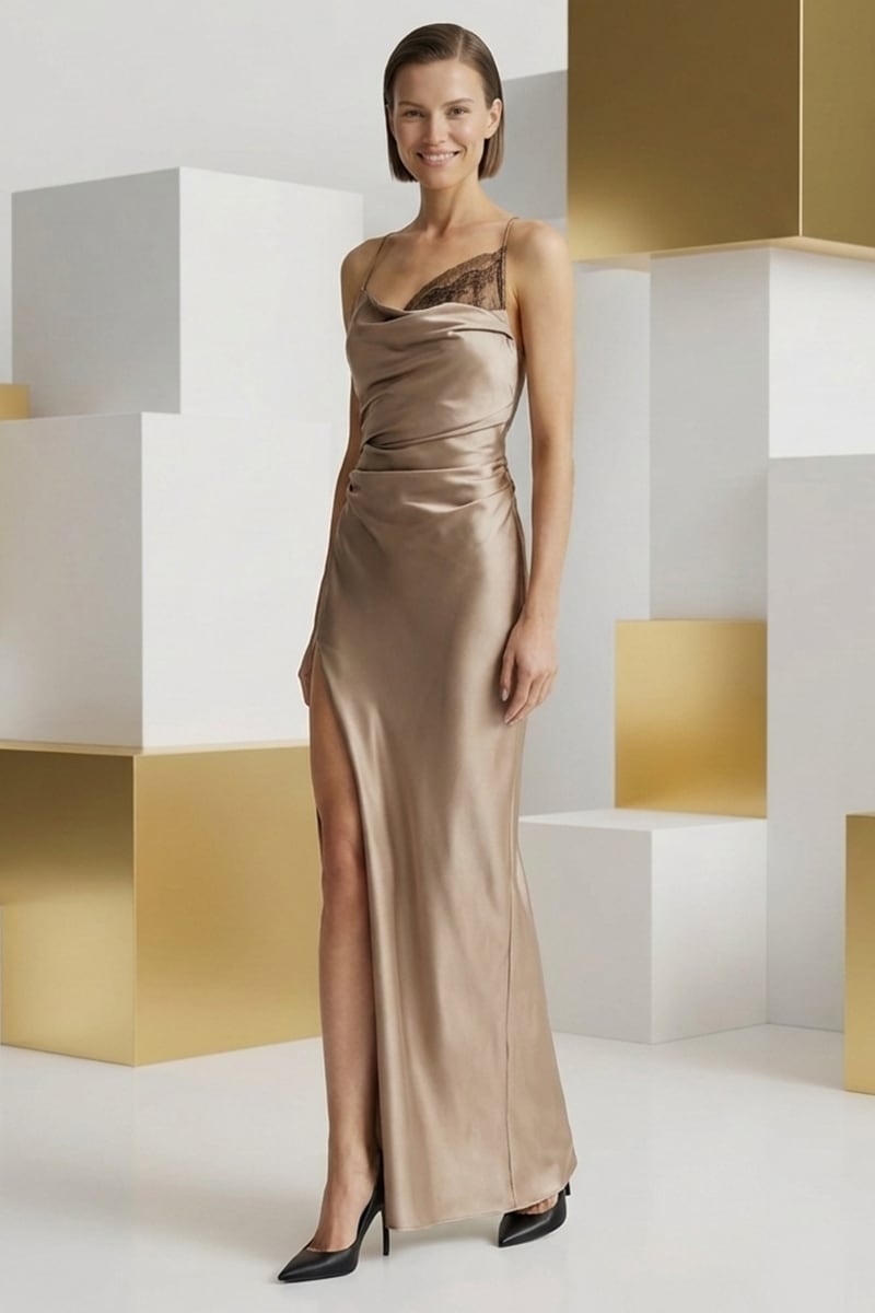 Noelle Bias-Cut Satin Maxi Dress | JewelClues