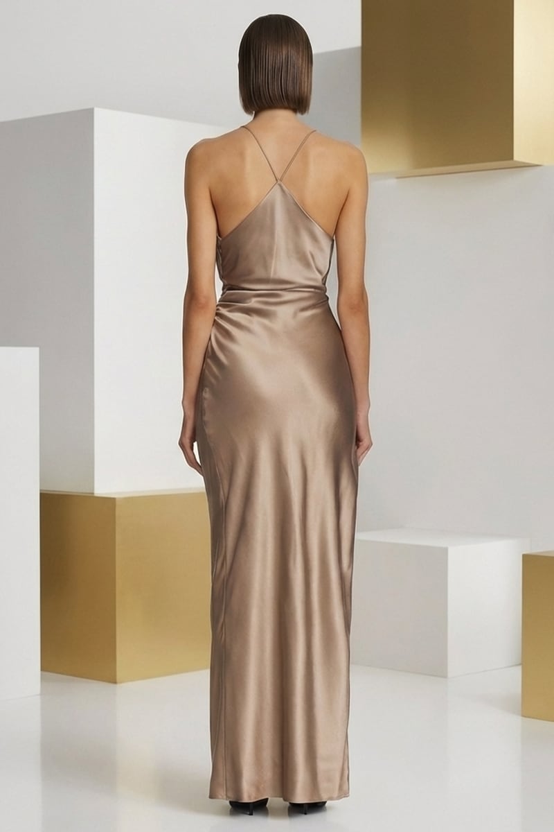 Noelle Bias-Cut Satin Maxi Dress | JewelClues
