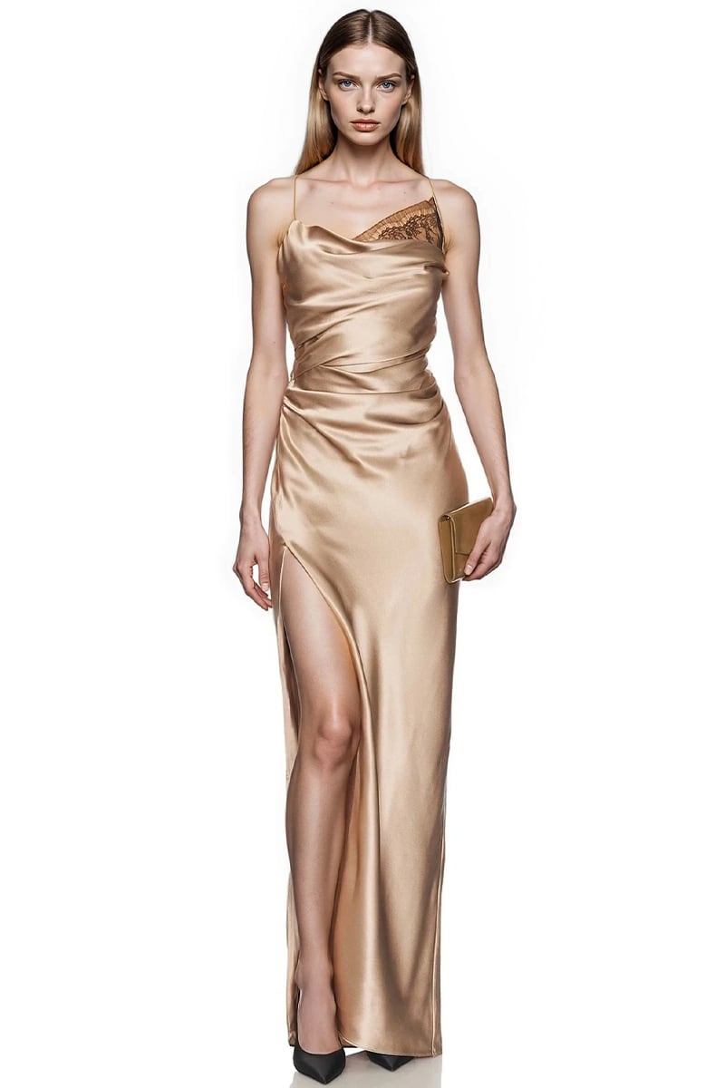 Noelle Satin Cowl Gown | Jewelclues