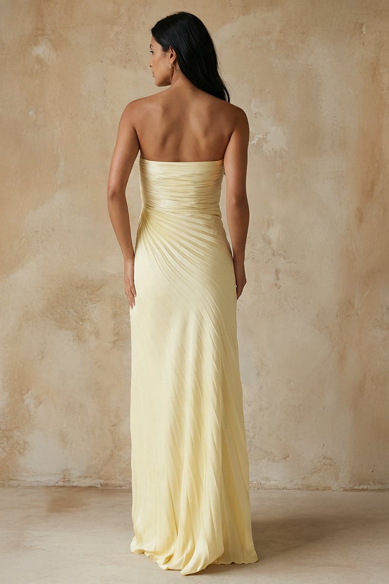 Noemi Strapless Satin Maxi Dress | JewelClues #color_cream