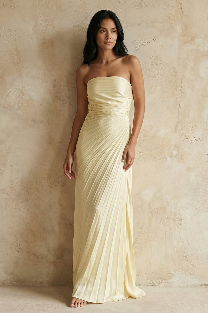 Noemi Strapless Satin Maxi Dress | JewelClues #color_cream