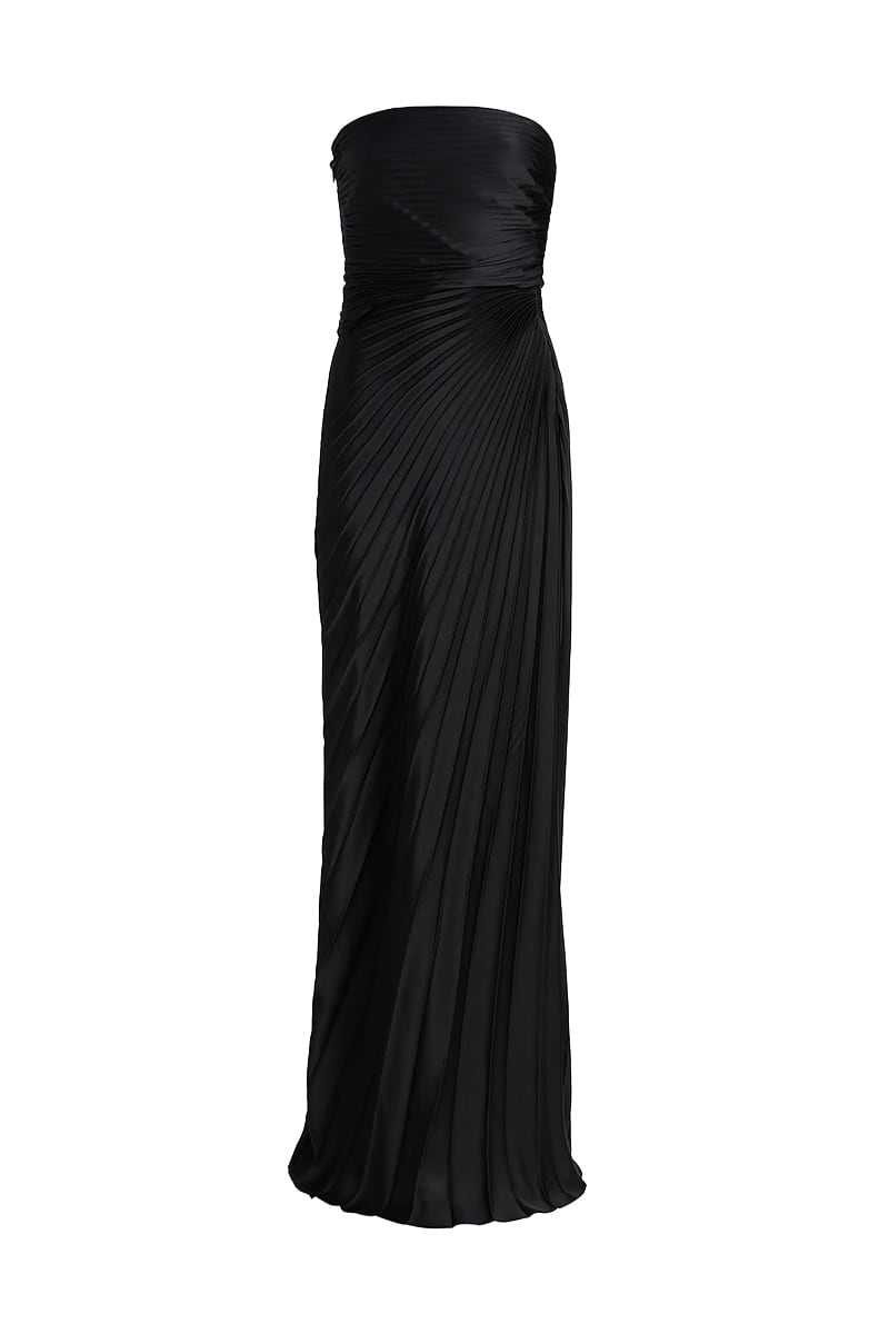 Noemi Strapless Satin Maxi Dress | JewelClues #color_black