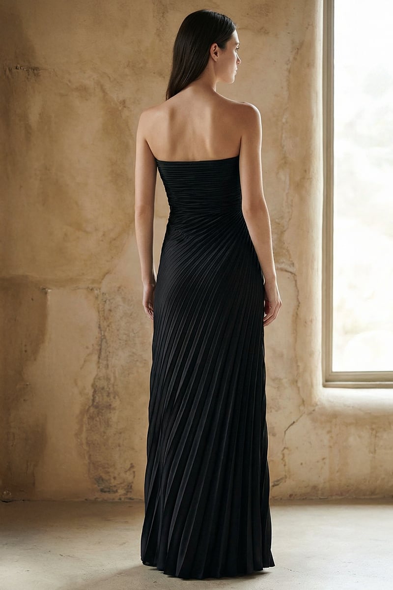 Noemi Strapless Satin Maxi Dress | JewelClues #color_black