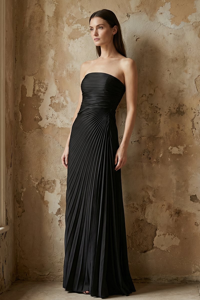 Noemi Strapless Satin Maxi Dress | JewelClues #color_black