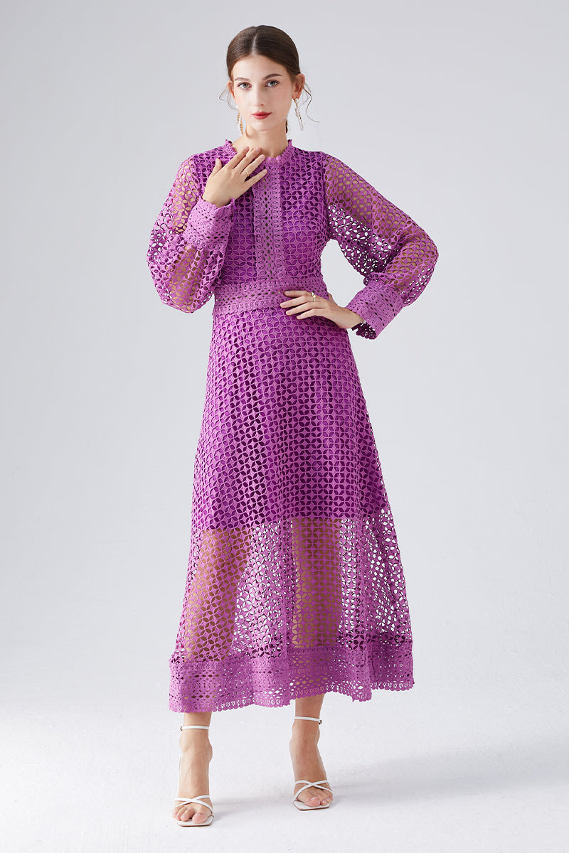 Normandy Lace Midi Dress | Jewelclues | #color_purple