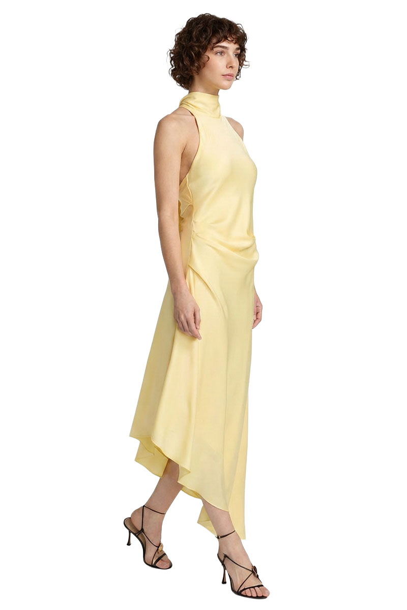 Nyra Asymmetric Satin Midi Dress | JewelClues