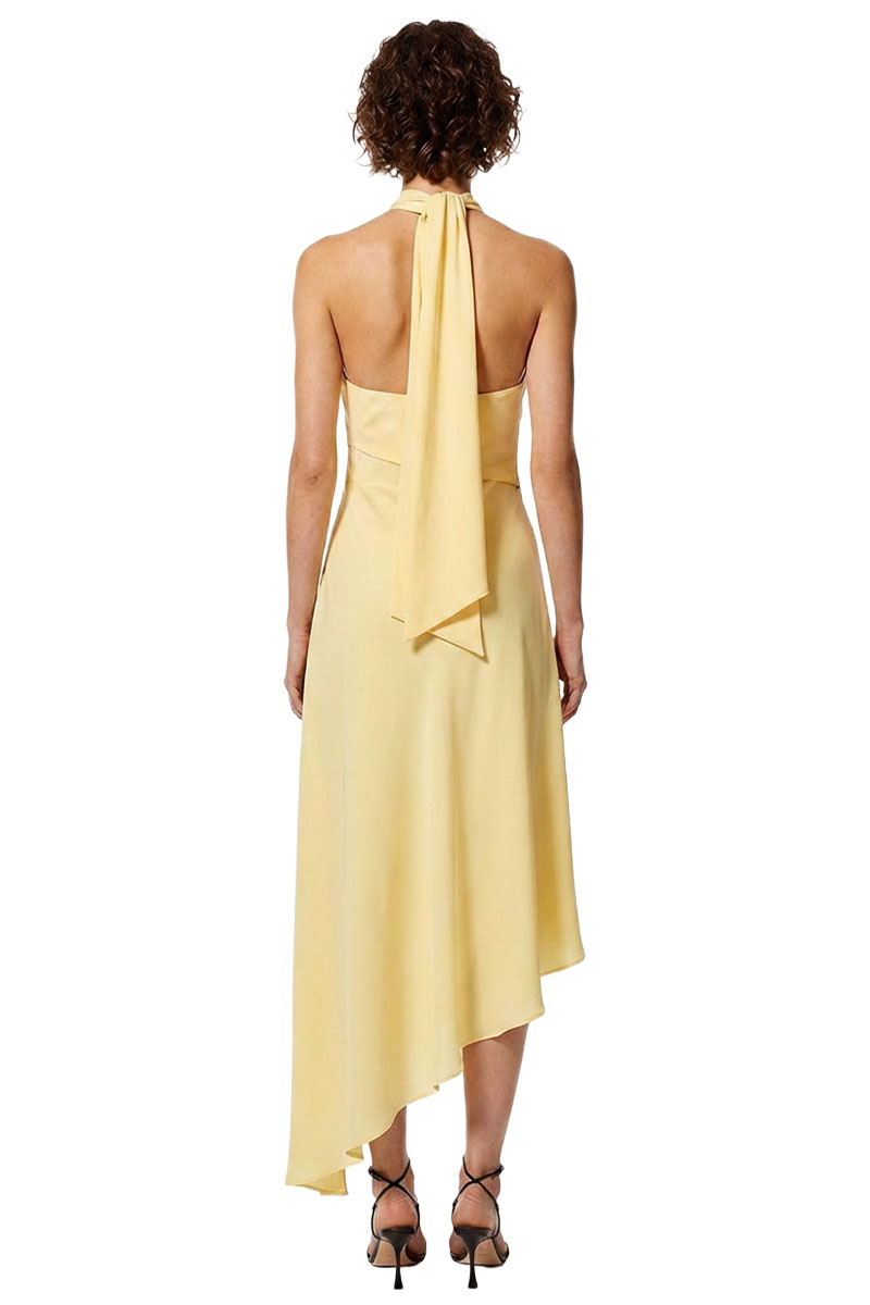 Nyra Asymmetric Satin Midi Dress | JewelClues