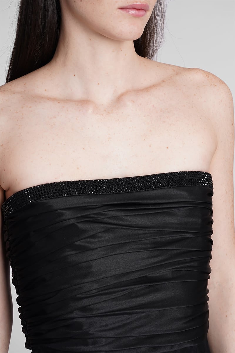 Opal Studded Strapless Satin Gown | JewelClues