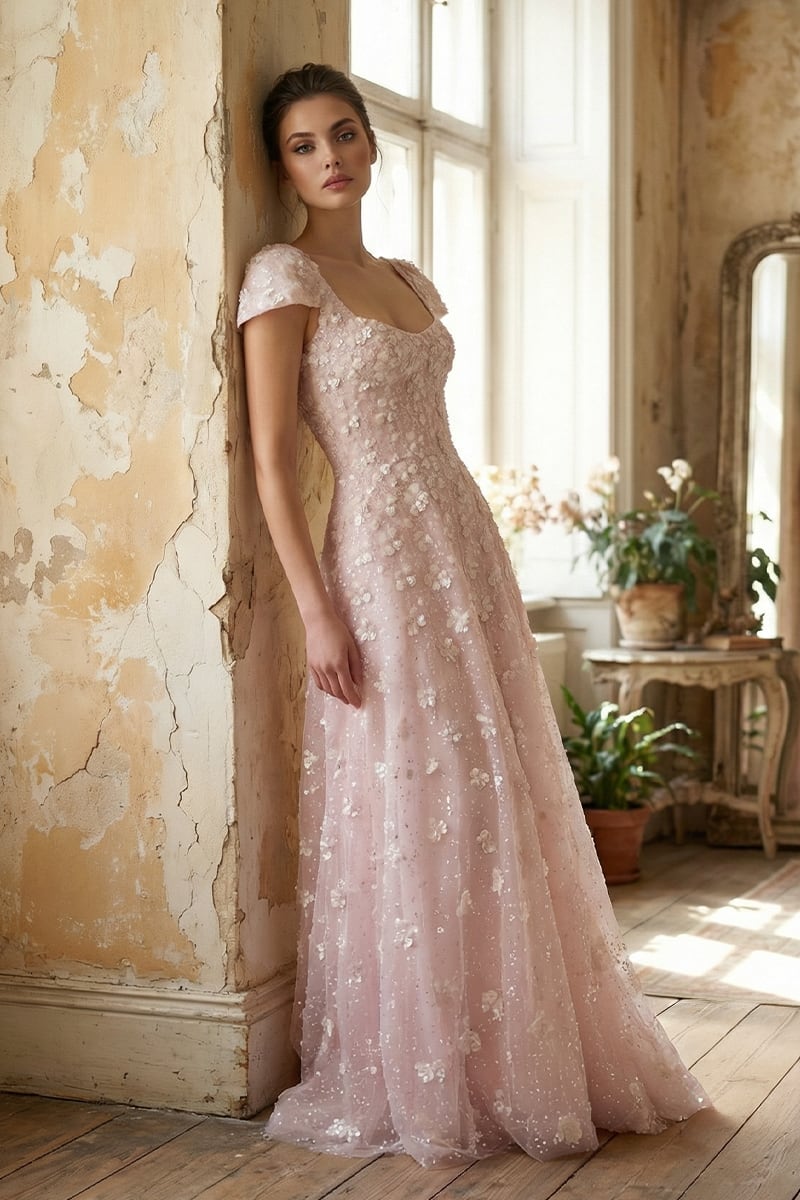 Ophelia Sequin-Embroidered Gown | JewelClues