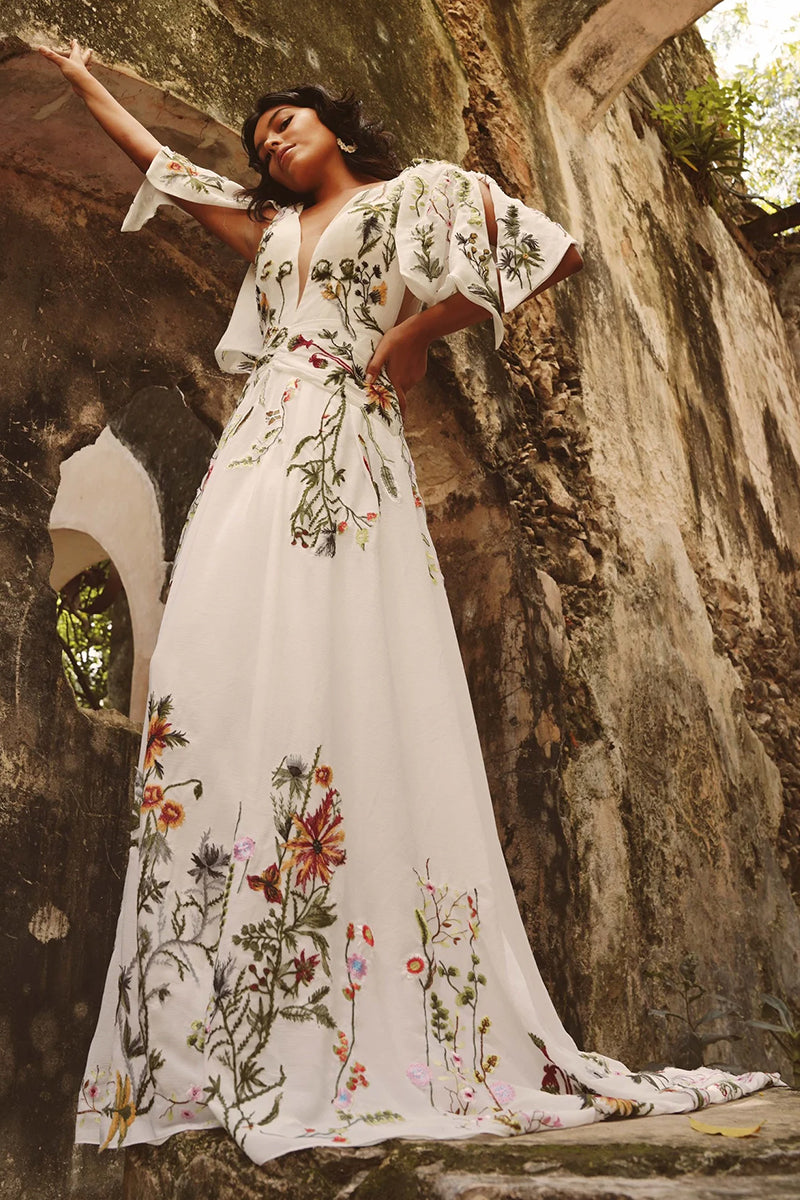 wedding maxi dress long sleeve