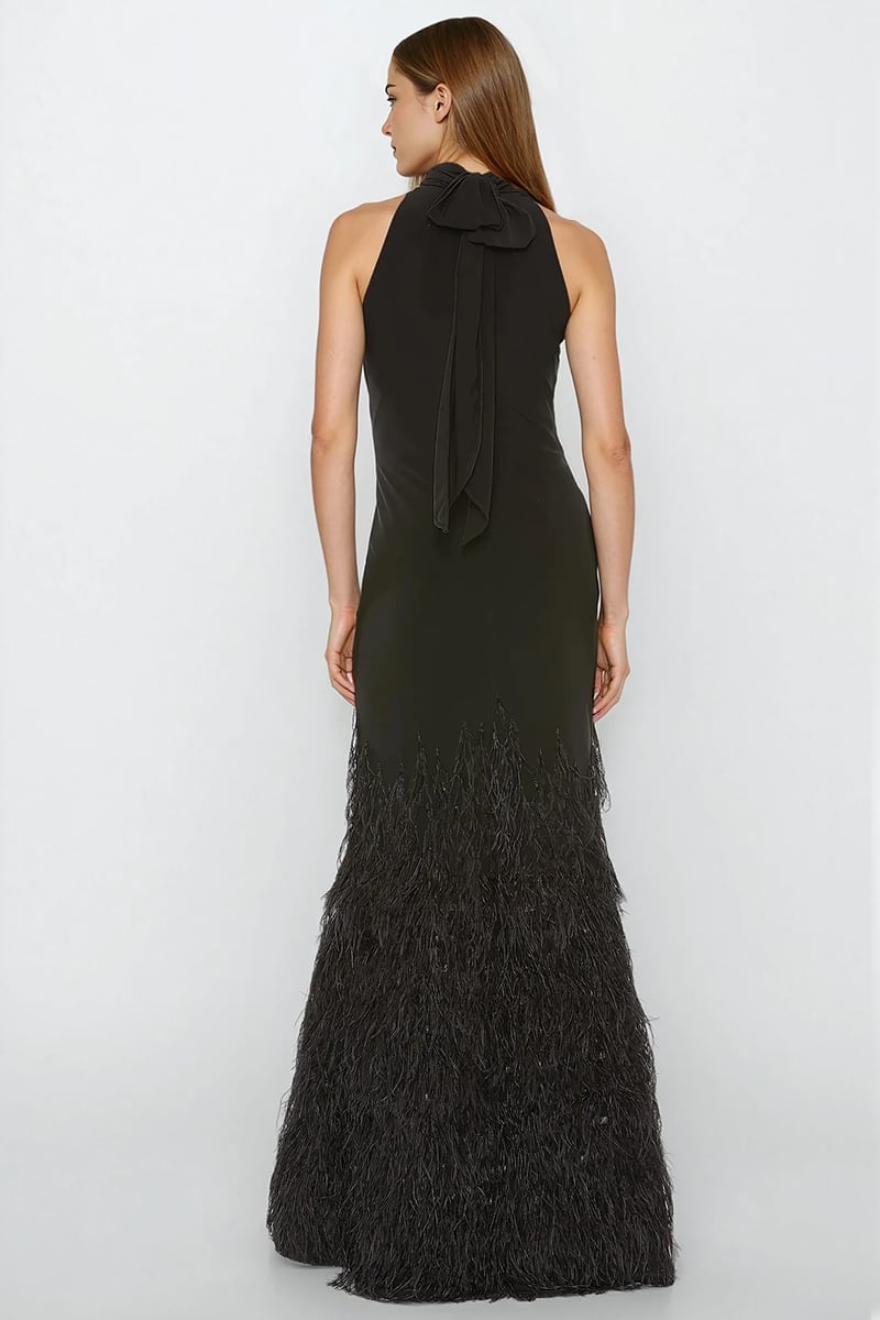 Phoenix Feathered Halter Gown | Jewelclues