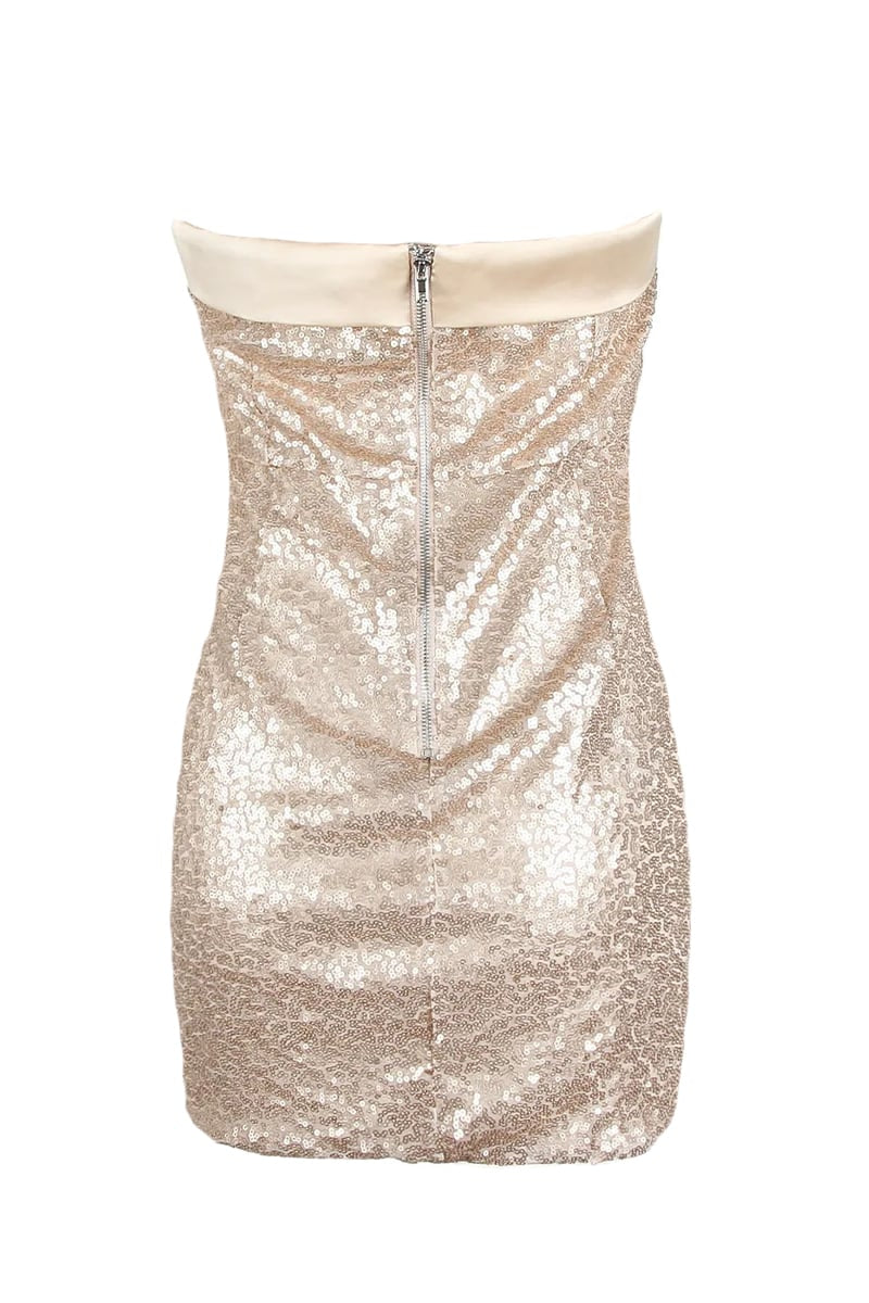 Pristine Sequin Bandeau Mini Dress | Jewelclues