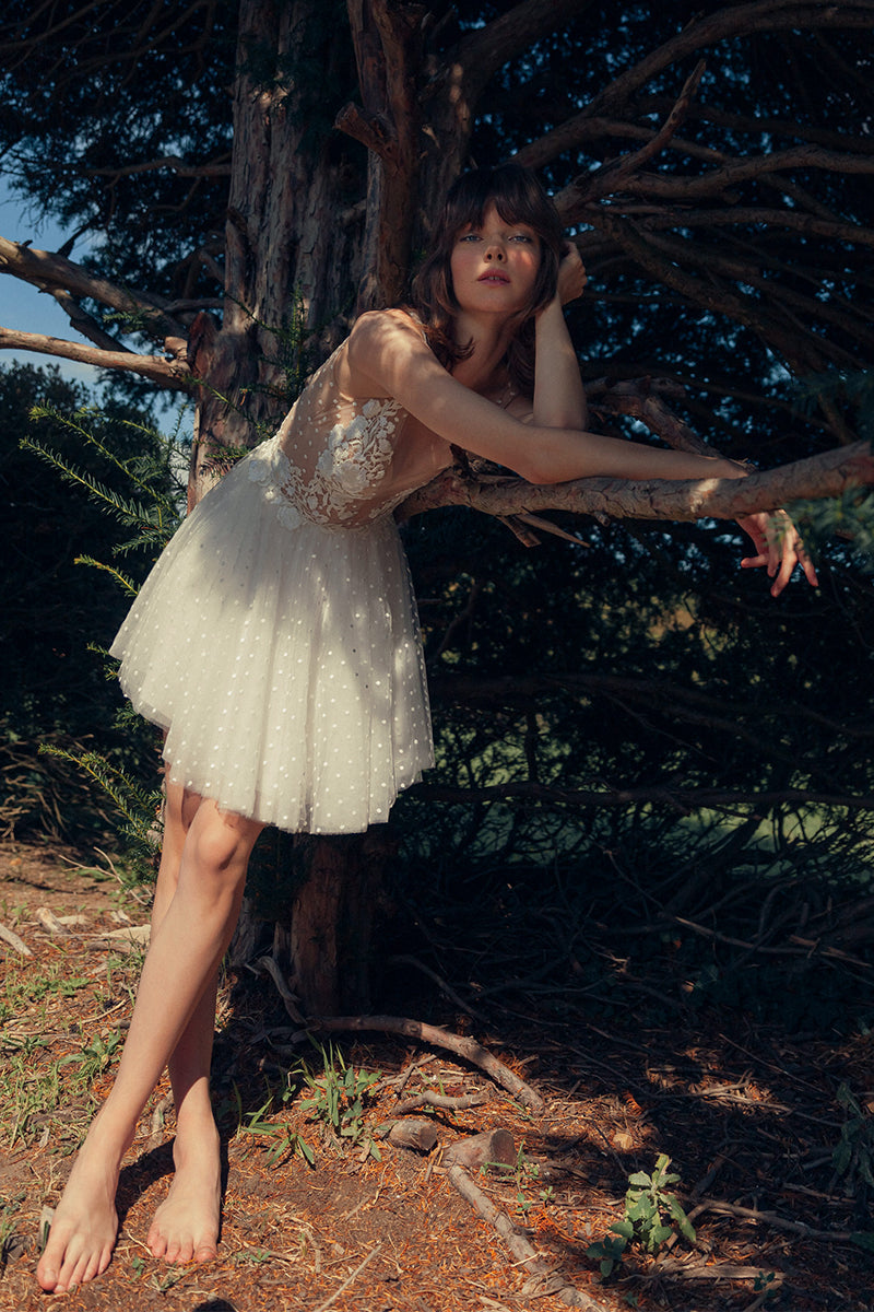 Radiant Blossom Embroidered Lace Dress | Jewelclues | #color_ivory